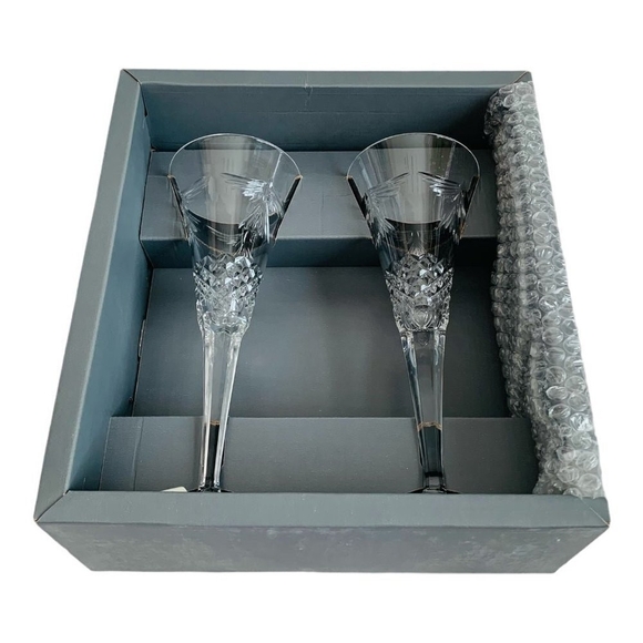 Rare Vintage Waterford Crystal Millennium Collection 2000 PEACE Toasting FLUTES - Picture 3 of 5